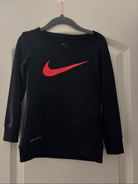 Nike Black Kids' Dri-FIT Sweatshirt with Hot Pink Swoosh